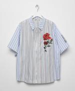 LEGENDA Stripe Rose Embroidery shirts