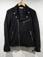 Suede W Rider's Jacket-BLACK-