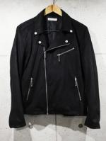 Suede W Rider's Jacket-BLACK-