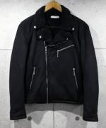 Suede Boa W Rider's Jacket-BLACK-